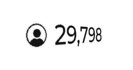 Video of a number counting from 0 to 1,000,000 in ascending order with a digital user icon in white letters on a white background in digital style - Powered by Adobe