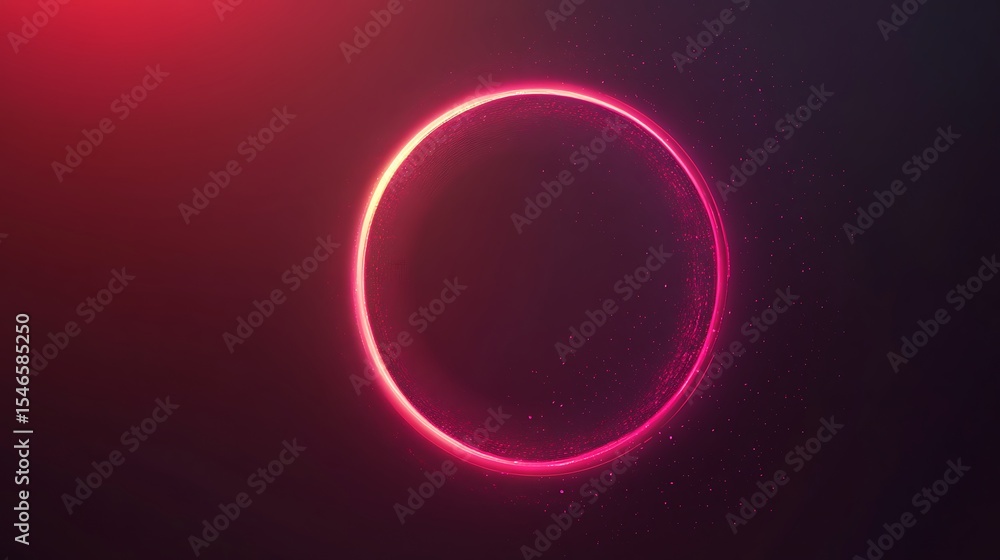 Poster glowing round frame, shiny particles, red light, abstract background, circular shape