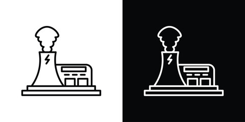 Power plant icon in black. flat graphic vector icon