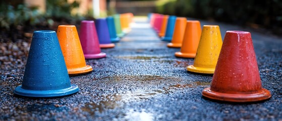 Mini obstacle course with colorful cones