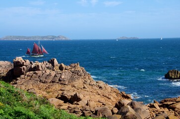 The Pink Granite Coast in Brittany in France, Europe