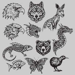 Colorful Cat Illustration with Geometric Shapes and Modern Design Elements for Creative Projects