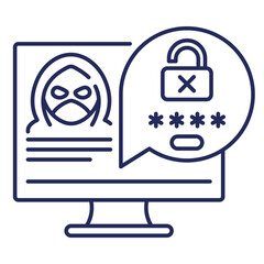 hacking, unauthorized access line icon