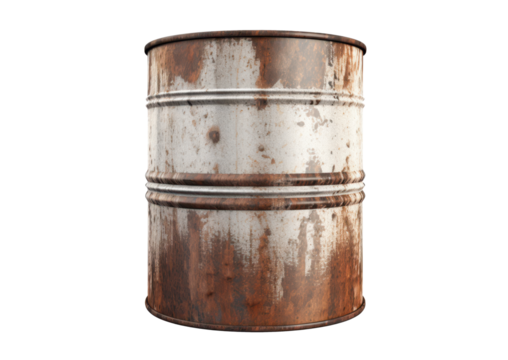 old rusty barrel isolated on white or transparent png