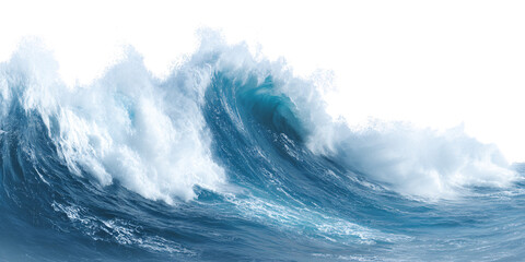 Powerful ocean wave crashing with white foam, showcasing the raw energy and beauty of nature in a dynamic seascape Concept of power, strength, and natural wonder