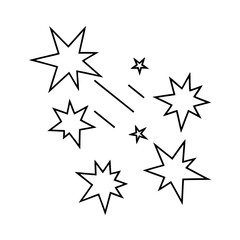 Black Line Art Eight Pointed Stars Shooting Stars Design