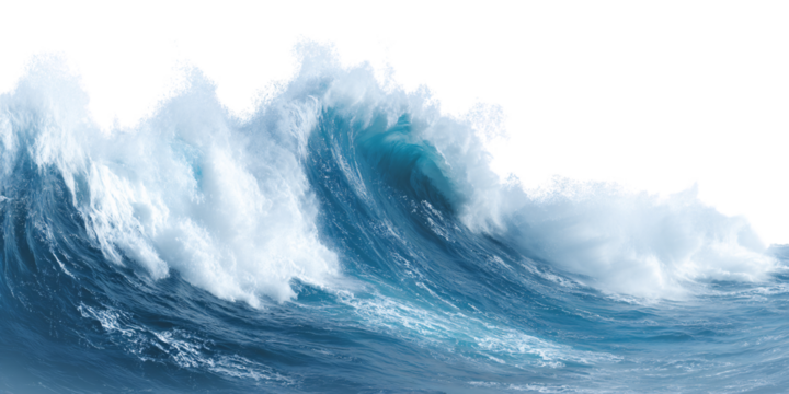Powerful ocean wave crashing with white foam, showcasing the raw energy and beauty of nature in a dynamic seascape Concept of power, strength, and natural wonder