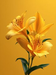 Obraz premium Beautiful yellow flowers on yellow background
