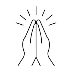 Two Hands in Prayer Position with Light Rays clasped hands