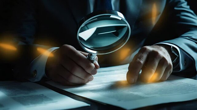 Detective Magnifying Glass Document Desk Investigation Research Office Work