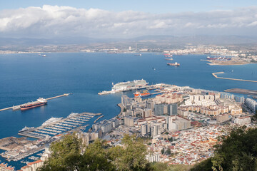 Fototapeta premium Panoramic view from the top of the Rock of Gibraltar