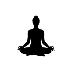 silhouette of a woman meditating 01