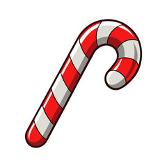 Stock vector illustration of a christmas candy cane striped red and white holiday sweet treat icon