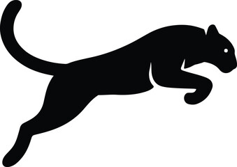 Silhouette of a leaping black panther wildcat vector illustration