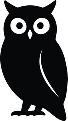Silhouette of a nocturnal owl with large eyes vector illustration