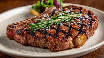 Juicy ribeye steak with perfect grill marks and medium rare center - A delicious showcase of culinary perfection