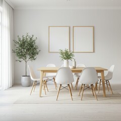 Two Vertical Frame Mockup in a Bright Scandinavian Dining Room