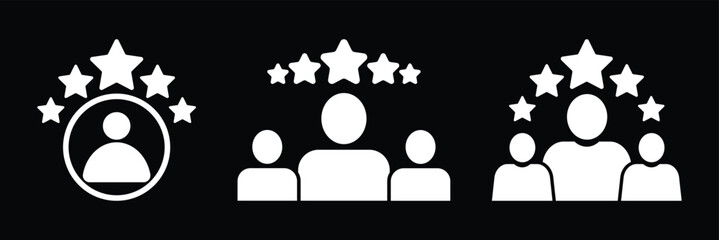 Customer review and feedback icon set. Containing rating, satisfaction, star, best or high service, quality.