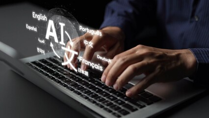 Global communication with multiple languages, digital translation tools, multilingual technology,...