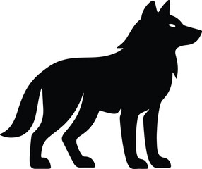 Silhouette of a standing wolf side view vector illustration