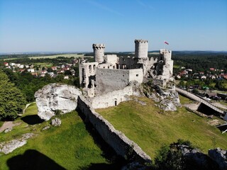Podzamcze castle aerial view, Summer in in Poland
