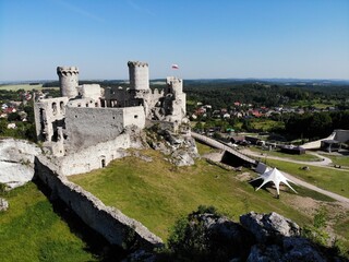 Podzamcze castle aerial view, Summer in in Poland