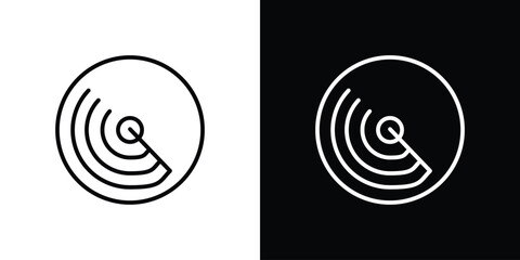 Radar icon in black. flat graphic vector icon