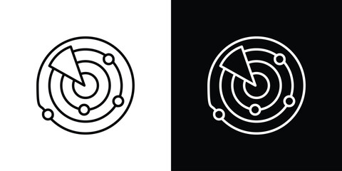 Radar icon in black. flat graphic vector icon