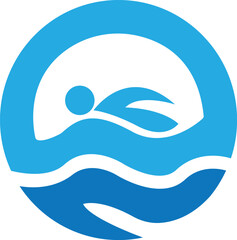 Circle people Creative swimming logo design, Vector illustration