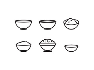 Bowl Outline Drawing Vector Set