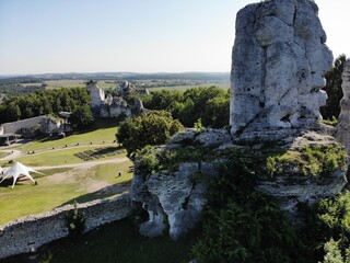Podzamcze castle aerial view, Summer in in Poland