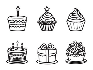 Birthday Cake Minimalist Icon Set