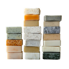 Stacked Rectangular Soap Bars isolated on white background, png