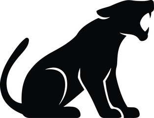 Silhouette panther roaring while sitting vector illustration