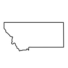 a black outline contour map of montana state isolated on a white background