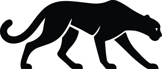 Silhouette panther walking prowling predator animal vector illustration