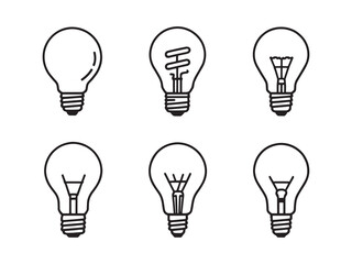 Bulb Outline Icon Set Design