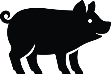 Silhouette pig farm animal livestock outline design vector illustration