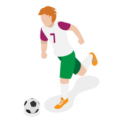3D Isometric Flat  Set of Soccer Players. Item 2