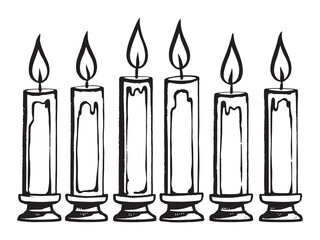 Kwanzaa Candle Black Line Vector Design