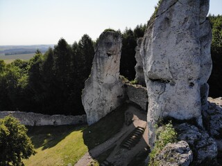 Podzamcze castle aerial view, Summer in in Poland