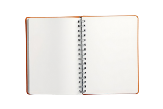 A clean open spiral notebook with blank white pages ready for writing notes or journaling.