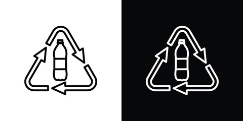 Recycle plastic icon in black. flat graphic vector icon
