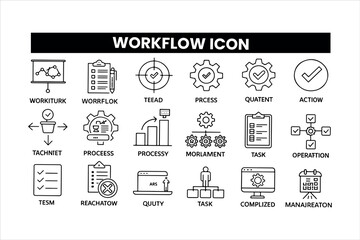 Set of  outline icons related workflow  icon collection. Editable stroke. Vector illustration