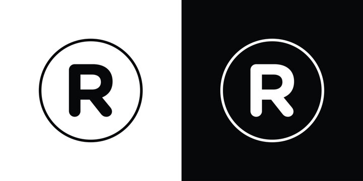 Registered trademark icon in black. flat graphic vector icon