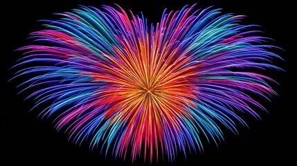 Colorful Heart Shaped Firework Display on Black Background