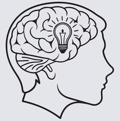 human brain silhouette vector art illustration, human head silhouette with brain, state of mind