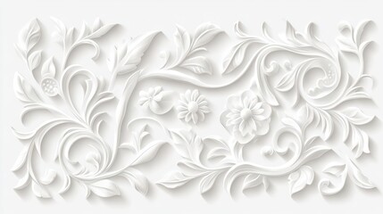 Elegant White Floral Scrollwork Design