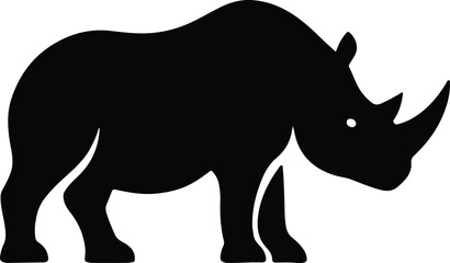 Silhouette rhinoceros powerful African mammal wildlife animal vector illustration