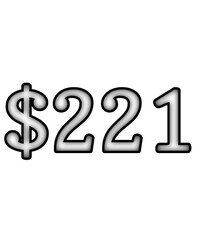 dollar sign on white background $221